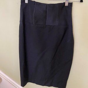 Bebe Black Pencil Skirt with Silk Trim